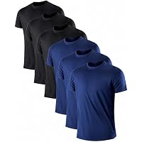 Generic 6-Pack Men's Short Sleeve Moisture Wicking Athletic Dry Fit T-Shirts (Black/Blue)