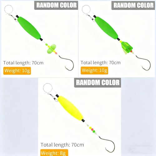 Set de 6 anzuelos luminosos para pesca de bagre miniatura 2