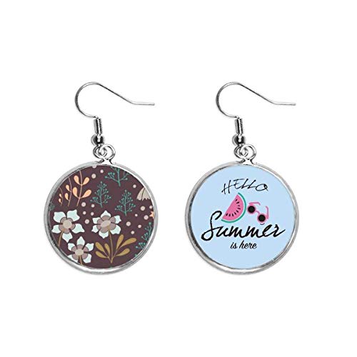Pendientes de sandía estilo planta flor y pintura marrón para lóbulo
