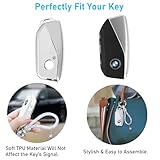 Yumzeco Car Key Case Compatible with BMW with Bling Diamonds Keychain,4 Buttons Key Fob Case for 2 3 5 7 series X1 X4 X5 X6 X7 i4 i7 iX XM 2023-2025,TPU Silicone BMW Keyless KeyProtector-White - Image 4