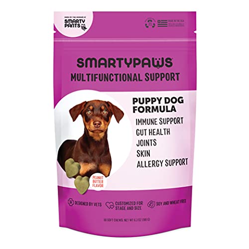 Smartypants Dog Vitamins And Supplements, Multivitamin With Glucosamine, Chondroitin, & Probiotics For Joint, Skin, & Gut Support, Peanut Butter Flavor, 60 Soft Chews By Smartypaws #TOP2