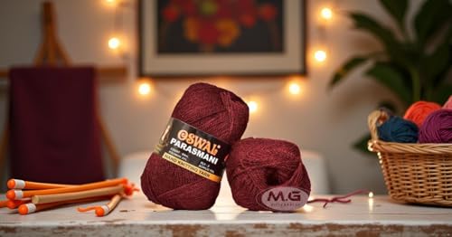 Image of M.G ENTERPRISE Parasmani RedSoft Wool Yarn 100 for Crochet Supplies, Knitting & DIY Craft