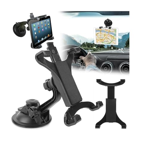 Image of Car Dashboard & Windshield Tablet Mount Holder | 360 Adjustable Suction Cup Stand for iPad, GPS & Tablets 7-11 Inch | Universal Tablet Holder for Car, SUV & Truck | Strong Grip & Washable Gel Pad