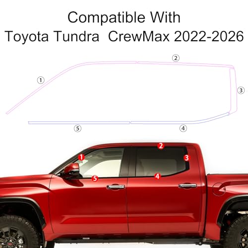 Black Window Trim for Tundra CrewMax 2022-2026 Chrome Delete Blackout Kit by CRMDF - Used condition - Image 2