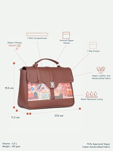 Image of ZOUK | Women's Vegan Leather | Stylish Handbag with Adjustable Strap, Top Handle |
