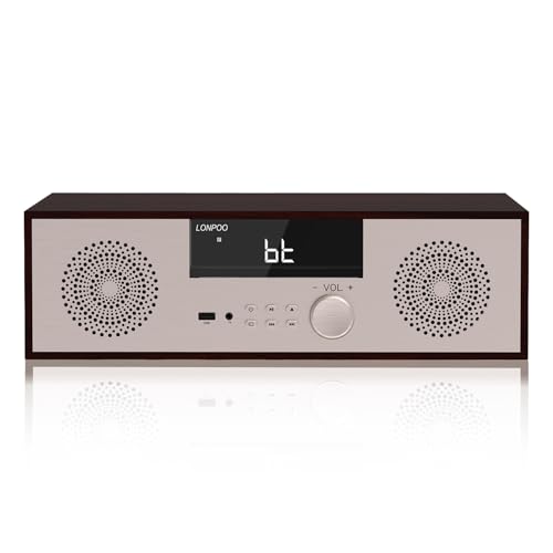 LONPOO Stereoanlage Kompaktanlage mit CD, 40W Hi-Fi Anlage Stereoanlage mit CD, Bluetooth, USB-Wiedergabe, FM-Radio, Aux-Eingang, Kopfhöreranschluss LONPOO Stereoanlage Kompaktanlage mit CD, 40W Hi-Fi Anlage Stereoanlage mit CD, Bluetooth, USB-Wiedergabe, FM-Radio, Aux-Eingang, Kopfhöreranschluss