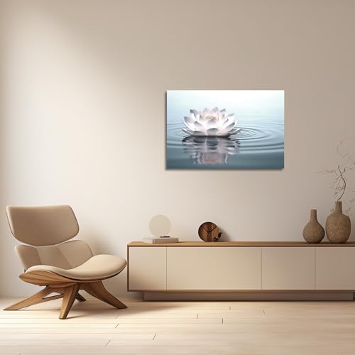 LZIMU Zen Wall Art Lotus Flowers on Water Pictures Water Lily Canvas Prints Bathroom Decor Spa Artwork for Yoga Studio Meditation Spiritual Room Framed (Zen-2 - Image 4