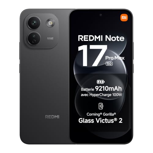 REDMI Note 17 Pro Max 5G, Smartphone 8+256 Go, Noir, Batterie 9210 mAh