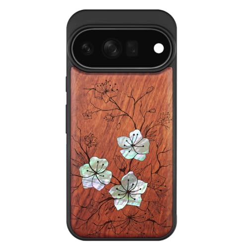 Coque Pixel 11 Pro XL bois et nacre idée cadeau artistique unique