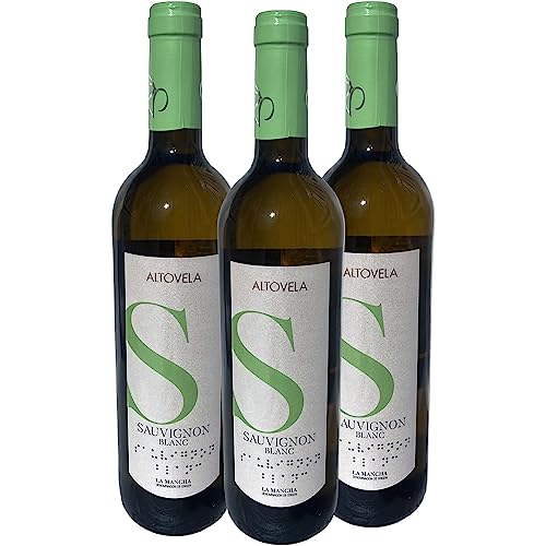 Vino Blanco Sauvignon Blanc D.O.P. La Mancha 75cl | Vinos Bodegas Altovela | 3 Botellas