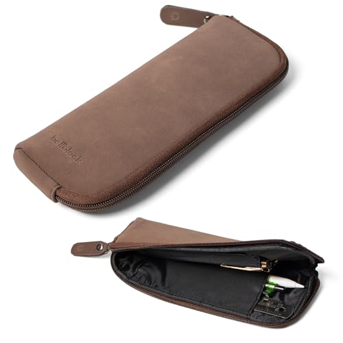 Image of Bellblock Premium Stationery Case & Pencil Pouch | Aesthetic Pencil Case for School /Office | Sleek Portable Pen Organizer | Compact Pen Pouch | Vegan Leather (Brown)