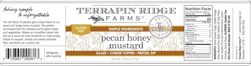 Terrapin Ridge Farms Pecan Honey Mustard – Sweet & Tangy Mustard for Cheese, Meats, Pretzels & More – 10.5 oz Jar
