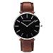 Hommes Montres, L'ananas Hommes Style Minimaliste Anolog Entreprise Quartz Faux Cuir Doux Montres au Poignet Wrist Watches avec boîte-Cadeau (Brun+Argent)