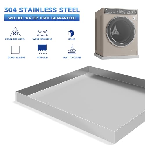 27" x 25" x 2.5" Washing Machine Pan, 304 Stainless Steel Washing Machine Drain Pan,Heavy Duty Pan for Under Washing Machine by LOCVCDA - Image 3