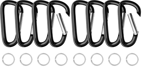 Image of sprookber 4 inch & 5 inch Extra Large Aluminum Carabiner D Ring, Caribeener Clips, Spring Snap Hook for Keychain Clip, Set of 4