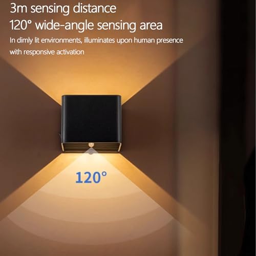 Aplique de pared LED con sensor movimiento recargable USB blanco cálido para dormitorio 1 ud 2