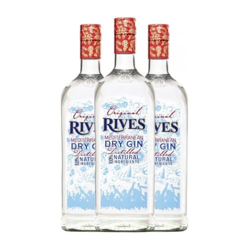 Ginebra Rives Botella Misil 1 L (Caja de 3 Botella Misil de 1 L)