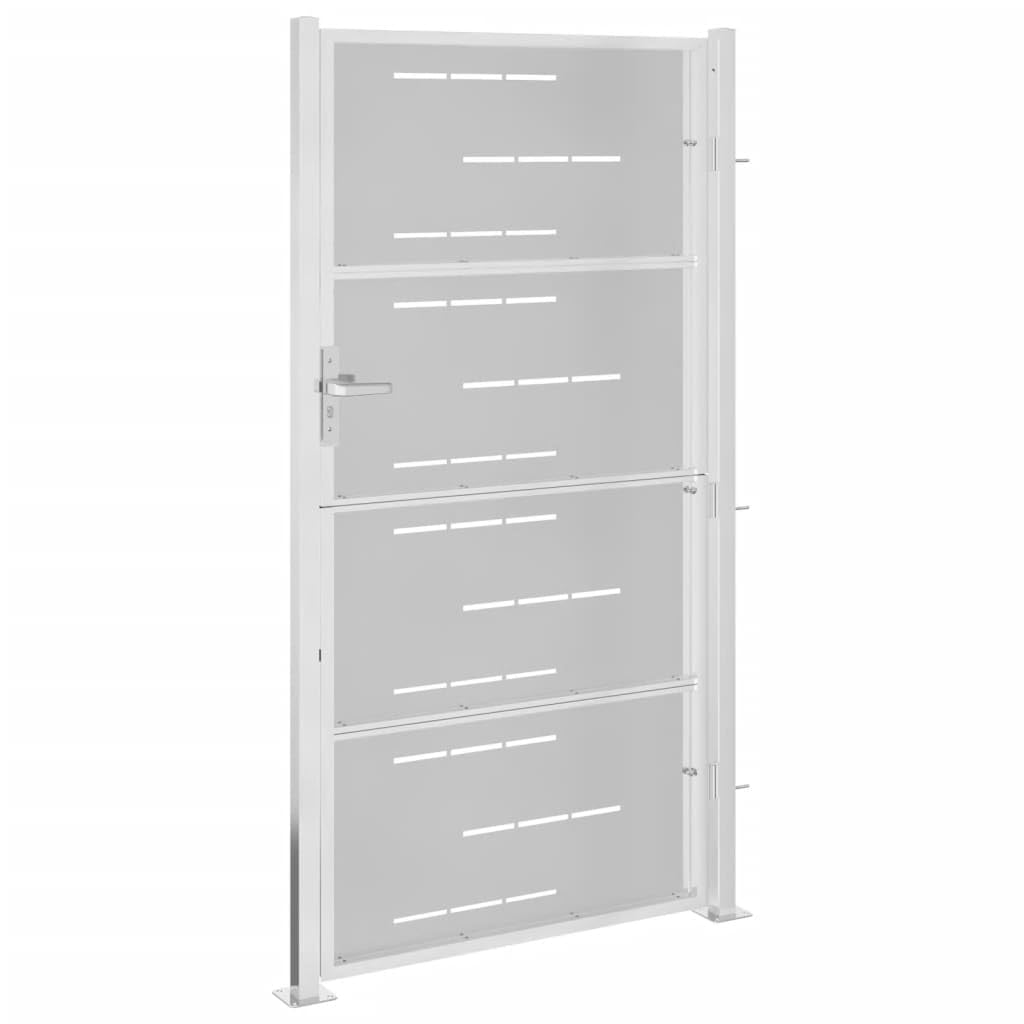 vidaXL Puerta de jardín de acero inoxidable 100x180 cm, puerta de valla, puerta de exterior, puerta de metal, puerta de seguridad, puerta de entrada