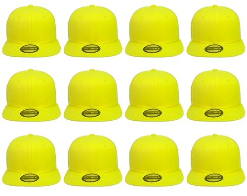 Image of Gelante Plain Blank Flat Brim Adjustable Snapback Baseball Caps Wholesale LOT 12 Pack