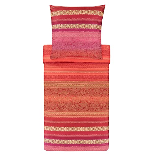 Bassetti MONREALE Bettwäsche + 1 Kissenhülle aus 100% Baumwollsatin in der Farbe Rot R1, Maße: 155x220 + 1 K 80x80 cm - 9321847