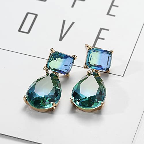 Waterdrop Dangle Stud Earrings for Women Blue Diamond Crystal CZ Teardrop Dangling Drop Earrings Wedding Studs Statement Earrings Fashion Jewelry 5