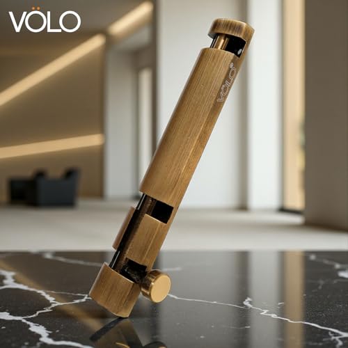 Image of VOLO Aluminium Tower Bolt with Stainless Steel Rod - Heavy Duty Door & Window Latch for Home and Office | Main Door Tower Bolt | Kundi /Chitakini | Pack of 2 Pieces (Antique Brass, 6 Inch)