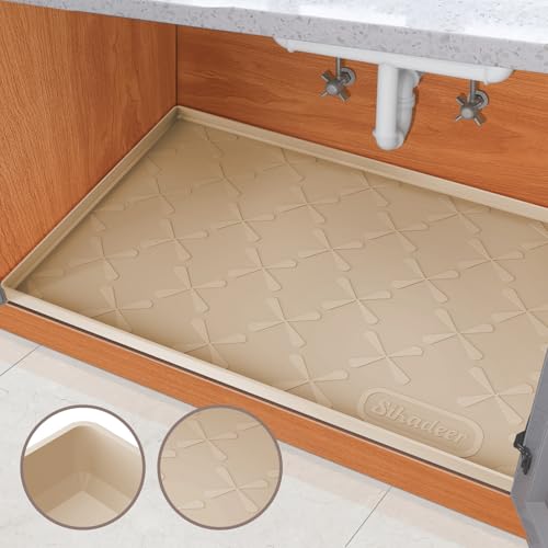 SIKADEER 37" x 22" Under Sink Mat Waterproof, Silicone Mat Kitchen Drawer Shelf and Cabinet Liner, Sink Protector for Kitchen Organizers and Storage, Boot Tray Pet Food Mats