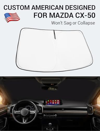 Image of Proadsy Windshield Sun Shade for Mazda CX-50 2023 2024 2025 2026 Custom Fit Mazda CX50 SUV Foldable Front Sunshade Protector Blocks UV Rays Keep Car Cooler