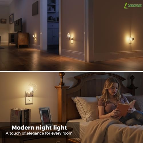 Image of L LOHAS LED Night Light, 2 Pack Night Lights Plug into Wall | Shell Style Glass Nightlight Rotating, Dimmable Nightlights with Light Sensor, Soft White Nightlights for Hallway Bedroom