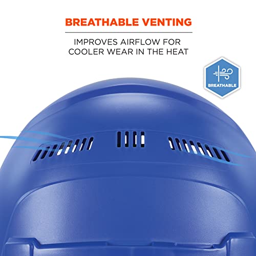 Ergodyne Skullerz 8966 Vented Hard Hat, Lightweight, Cap Style, Adjustable 6-Point Ratchet Suspension, Hdpe Shell, Class C, Blue #TOP2