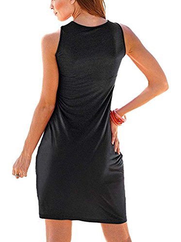 Image of Camisunny Women Casual Loose Tank Dresses Sleeveless Beach Vacation Dress Swing Pleated U Neck Fashion Soft