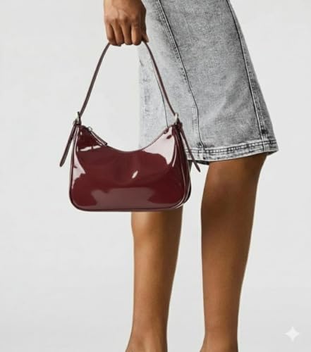 Image of Women Stylish Patent Leather Shoulder Bag | Glossy Handbag for Girls & Ladies | Trendy Mini Purse for Party, Casual & Daily Use