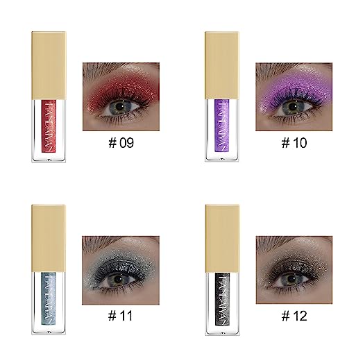 Gireatick 12Pcs Glitter Liquid Eyeshadow Set, 12 Colors Metallic Shimmer EyeShadow Makeup Kit - Image 4