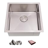 18 Inch Bar Sink Undermount, Banaapp 18x18 Wet Bar Sink, Single Bowl Prep Sink, Outdoor Kitchen Sink, 18 Gauge 304 Small Stainless Steel Sink with Accessories