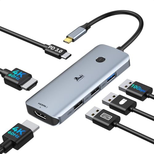 USB C Docking Station Dual Monitor LIONWEI Laptop USBC Dock Multiport Adapter with 2 4K HDMI 3 USB-A/3.0/2.0 100W Power Delivery 6-in-1 for MacBook/Surface/Lenovo/Dell/HP