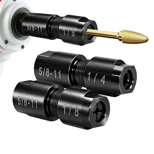 2-Pack Angle Grinder to Die Grinder Adapter 5/8-11 to 1/4 & 1/8 Collet Heavy-Duty Metal Conversion Kit for Rotary Burrs Wood Carving & Metal Polishing Fits Angle Grinders Drills & Rotary Tools