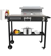 Sidasu Portable Grill Table for Griddle,Griddle Stand,Foldable Outdoor Grill Cart with 4 Wheels f...