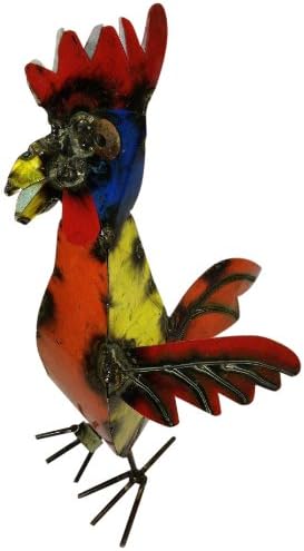 Lucca Decor ZOO403 Recycled Tin Punk Peterloo Rooster Statue, Mini