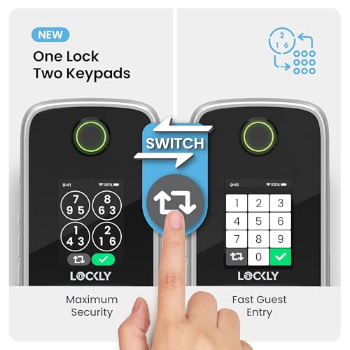 Image of Lockly Secure Pro Smart Lock with Handle - Biometric Fingerprint & Patented Anti-Peep PIN Genie Keypad, Built-in Wi-Fi Keyless Entry Door Lock, App Remote Control, Works with Alexa & Google Assistant