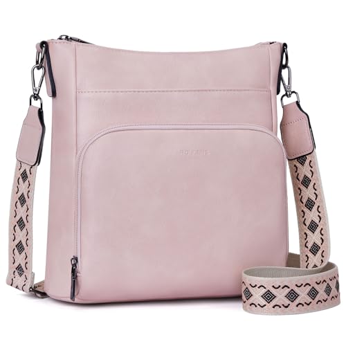 Roulens Bolsos Bandolera Para Mujer, Bolsos de Hombro Medianos de Cuero Vegano Suave, Bolso de Viaje con Bolsillo Frontal Tipo Billetera con Cremallera RFID