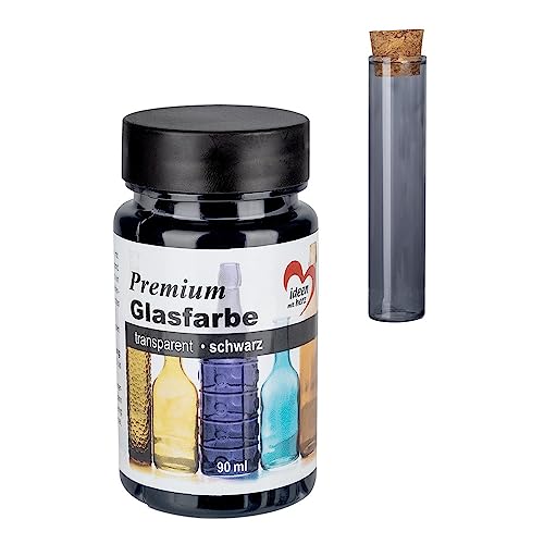 Ideen mit Herz Premium Glasfarbe | transparent | wasserfest | 90 ml (schwarz)