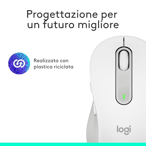 Signature M650 Mouse wireless - Per mani piccole e medie, Durata Batteria 2 anni, Clic Silenziosi, Tasti Personalizzabili, Bluetooth, per PC/Mac/Più dispositivi/Chromebook - Bianco - Mouse gaming - Immagine 10