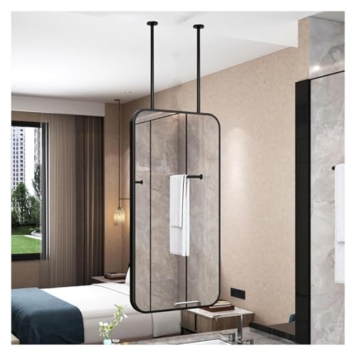 XTGDIEM Espejo Flotante For Colgar En El Techo con Marco De Metal, For Espejo Decorativo Montado En El Techo sobre El Lavabo, Espejo Minimalista Decorativo De Hotel(50-80cm)