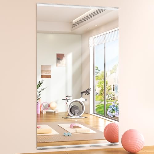 Hasipu Miroirs de Sport pour Maison 240L x 100l cm - 1 pièces, pour Yoga, Fitness, Garage, Studio de Danse, Verre trempé 0,16 Pouce, miroirs sans Cadre - UL