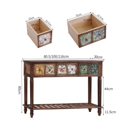 Mesa de entrada de madera maciza de 80.5cm con estante para sala de estar 4