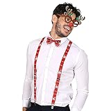 W WIDMANN MILANO Party Fashion - Verkleidungsset Rentier, Brille, Hosenträger und Fliege, Weihnachten, Karneval, Mottoparty