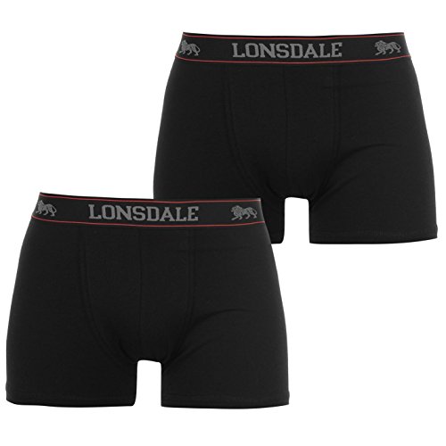 Lonsdale Homme 2 Paires Jeunes Branchés Slip Boxer Sous-vêtements Unterwaesche - Noir, XXXL
