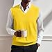 IAJDKMEK Sleeveless Sweaters Men Mens Sweater Vests Casual Fall Sleeveless V Neck Knit Pullover Plus Size Loose Fit Business Formal Waistcoat Yellow 3X-Large