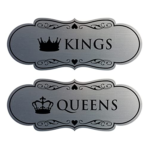 Panneau de toilettes lisible argent brossé Signs ByLITA Kings L