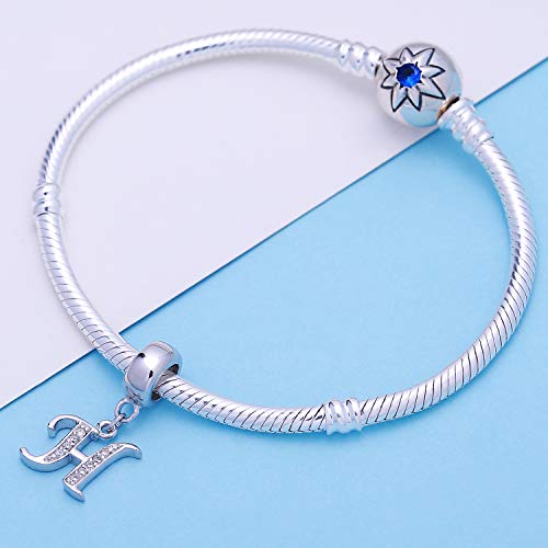 925 Sterling Silver Charms Alphabet Beads Fit Pandora Charm Bracelets A-Z Letter Initial Spacer Dangle Clear Cz Stone Authentic For Snake Chain Bracelets #TOP3